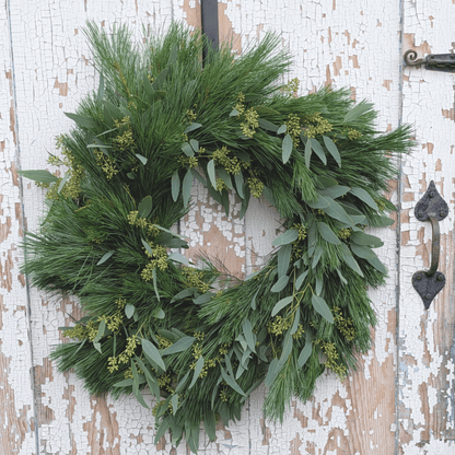 Fresh Evergreen + Eucalyptus Wreath (Pre-Made)